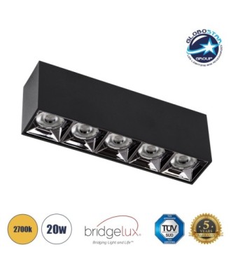 GLOBOSTAR® LUMINAR 60329 Downlight Σποτ LED 20W 2700lm 36° AC 220-240V IP20 Θερμό Λευκό 2700K - Osram SMD Chip & TÜV SÜD Driver - Μαύρο Ματ - Μ19.5 x Π4.2 x Υ6.6cm - 5 Χρόνια Εγγύηση